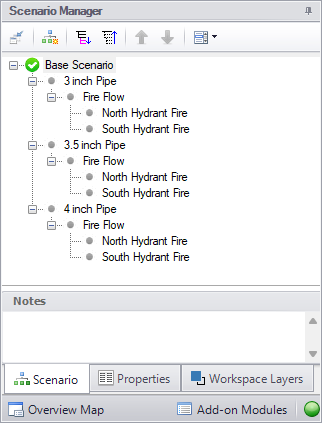 The Scenario Manager in the Quick Access Panel for the model.